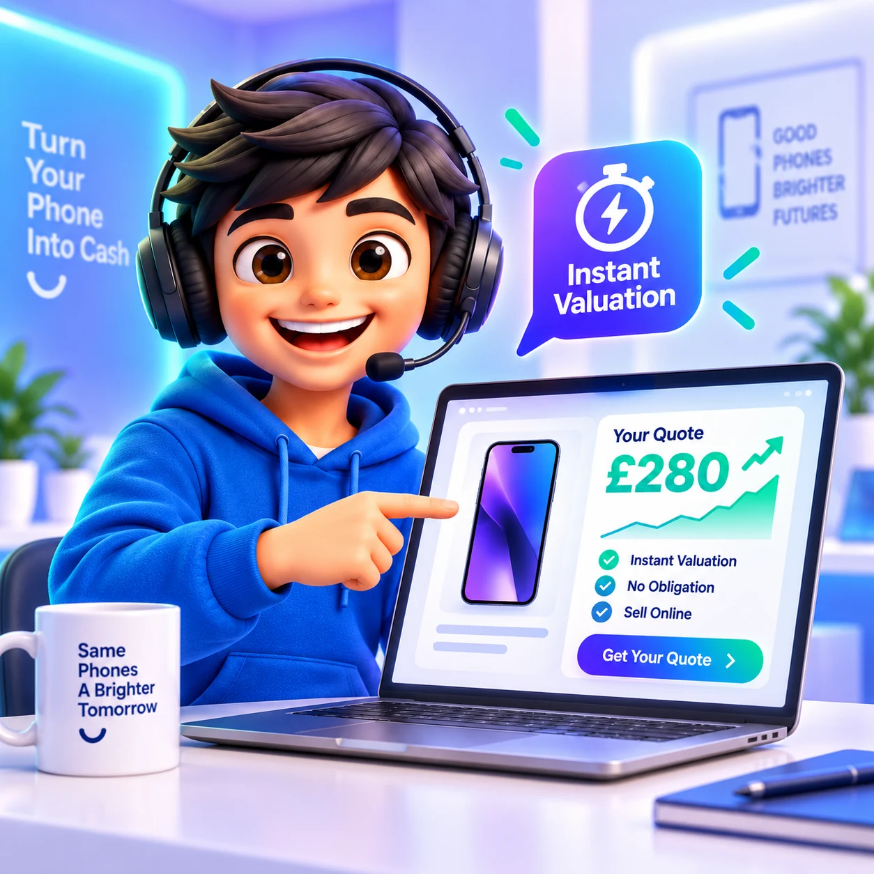 Online instant phone valuation search dashboard