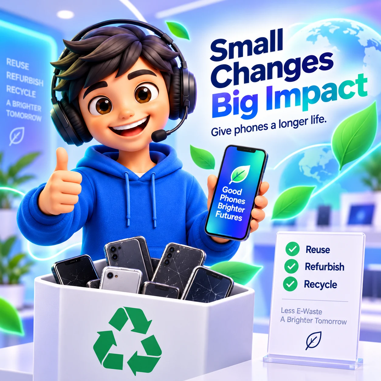 Reuse refurbish and recycle old phones to reduce electronic waste