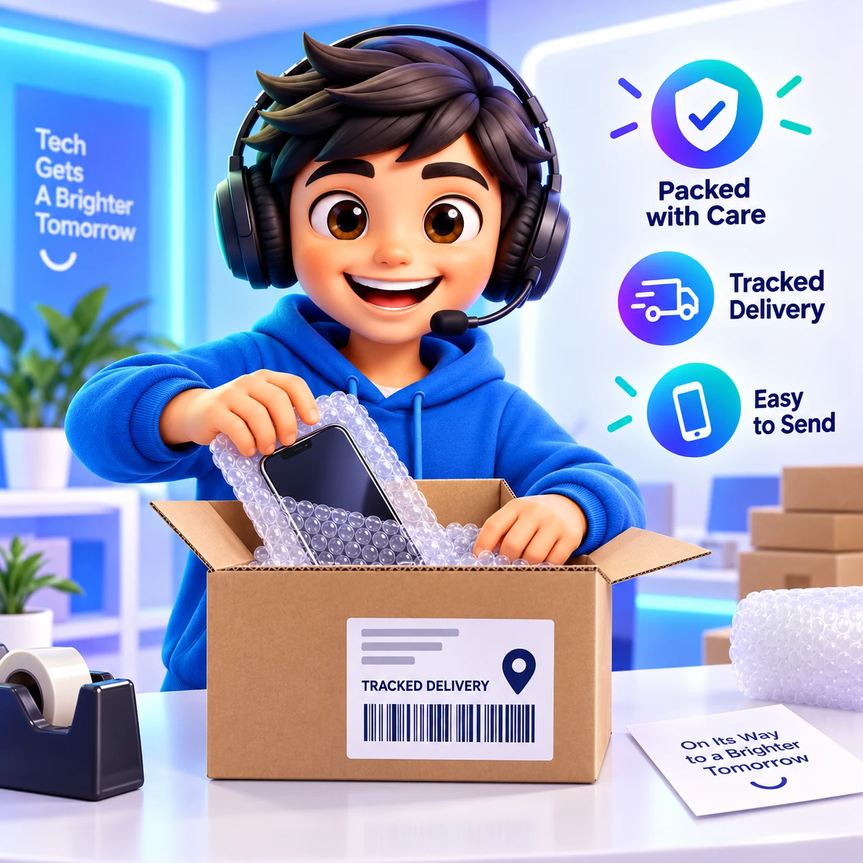 Secure tracked postage for selling a phone