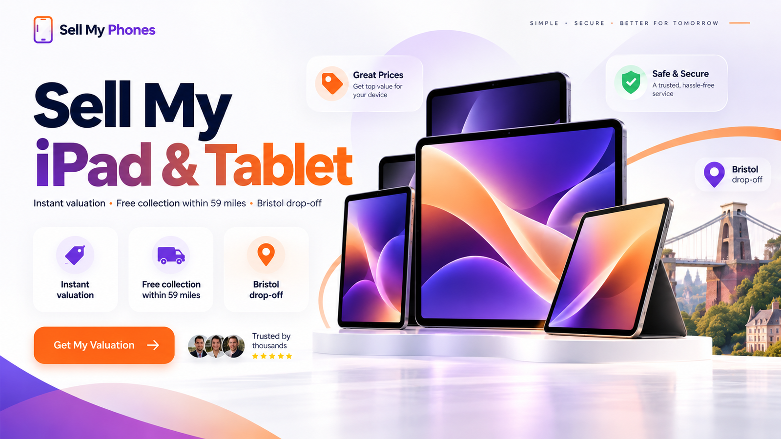 Sell iPad or tablet for cash with online valuation and collection near Bristol